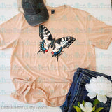 White Butterfly with Red and Blue Tee